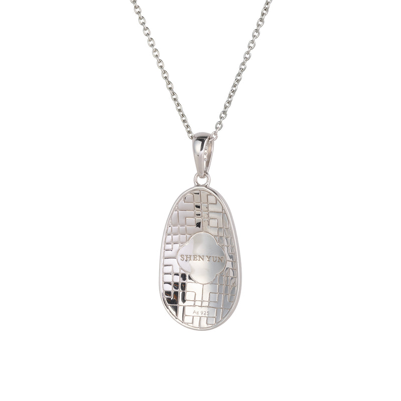 Plum Blossom Mosaic Mother of Pearl Necklace Silver