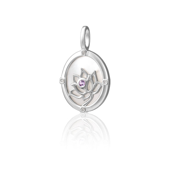Noble Lotus Charm Silver Front View | Shen Yun Collections
