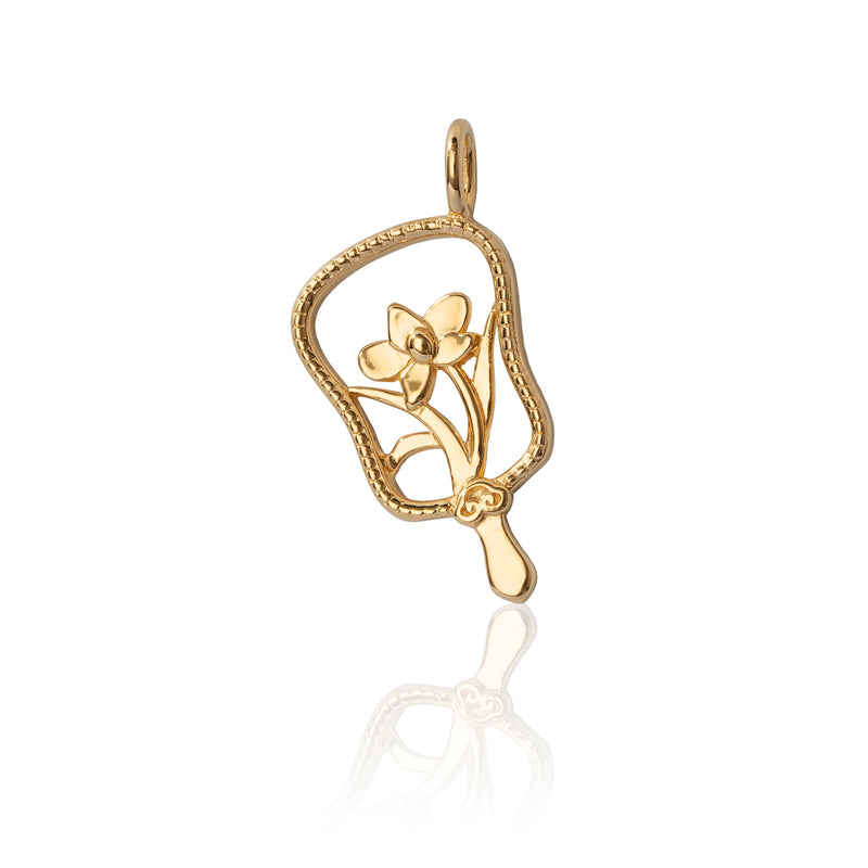 Orchid Hand Fan Charm Gold | Shen Yun Collections