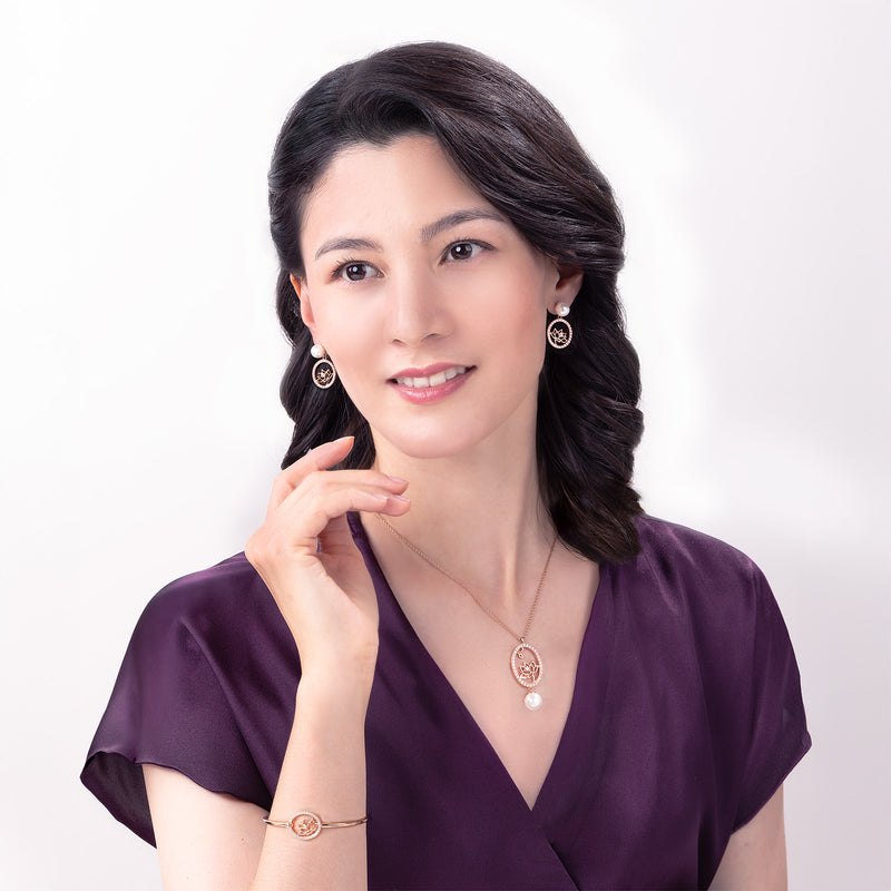 Lotus Fairies Drop Earrings Rose Gold