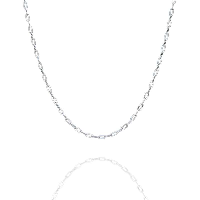 Paperclip Chain Necklace Sterling Silver 16