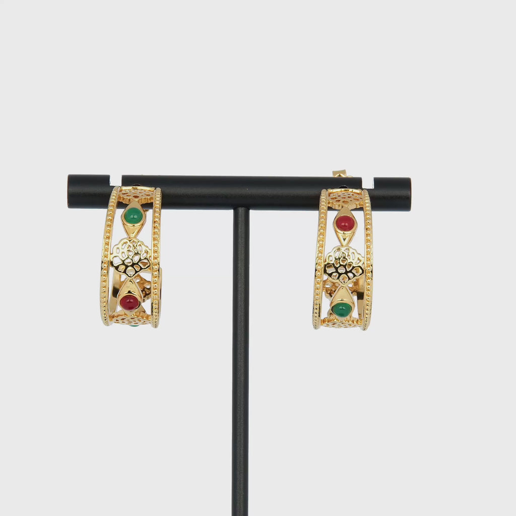 Golden Tang Peony Hoop Earrings Video