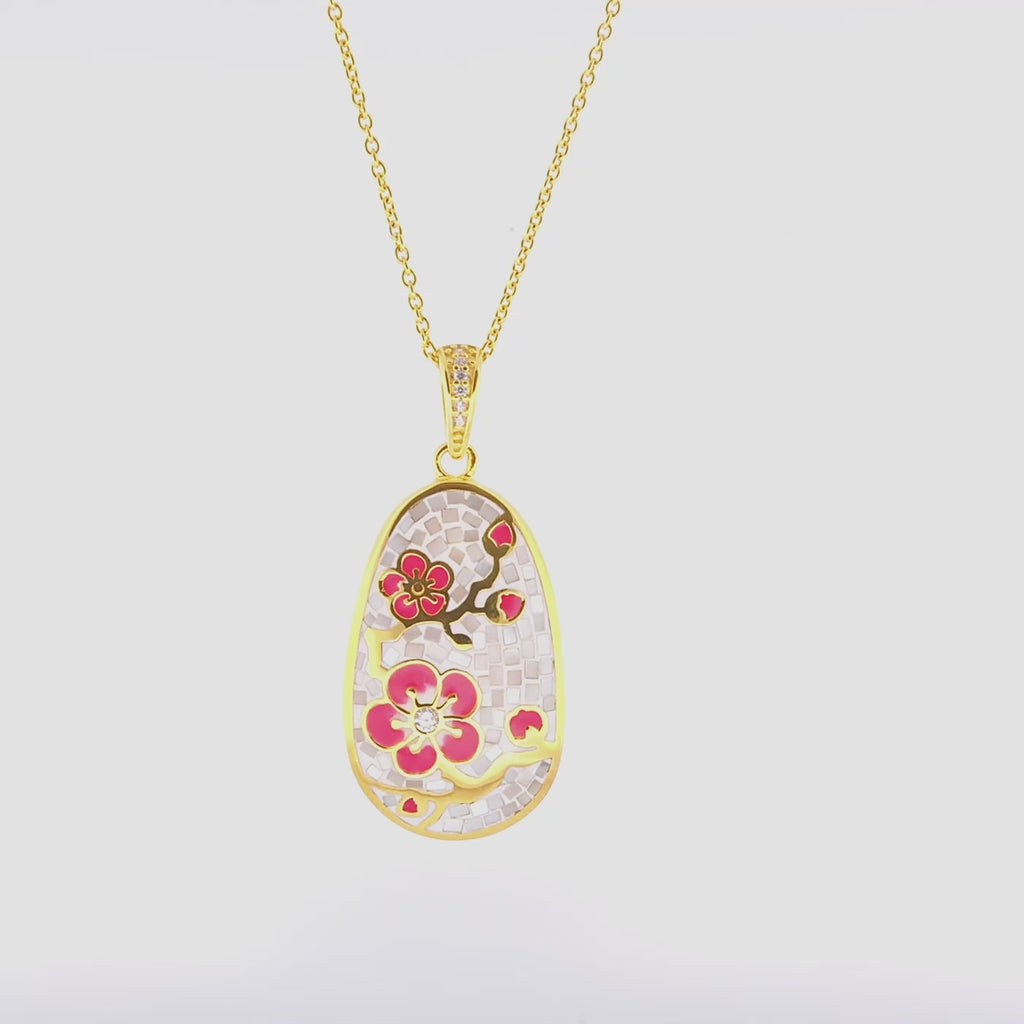 Plum Blossom Mosaic Mother of Pearl Necklace