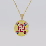 Falun Enamel Yellow Pendant 10kt Yellow Gold 20mm