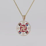 Falun Enamel White Pendant 18kt Yellow Gold 20mm