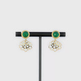 Majestic Tang Peony Earrings Gold Vermeil with Green Agate