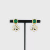 Majestic Tang Peony Earrings Gold Vermeil with Green Agate Video | Shen Yun Collections