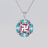 Falun Enamel Teal Pendant Silver 20mm