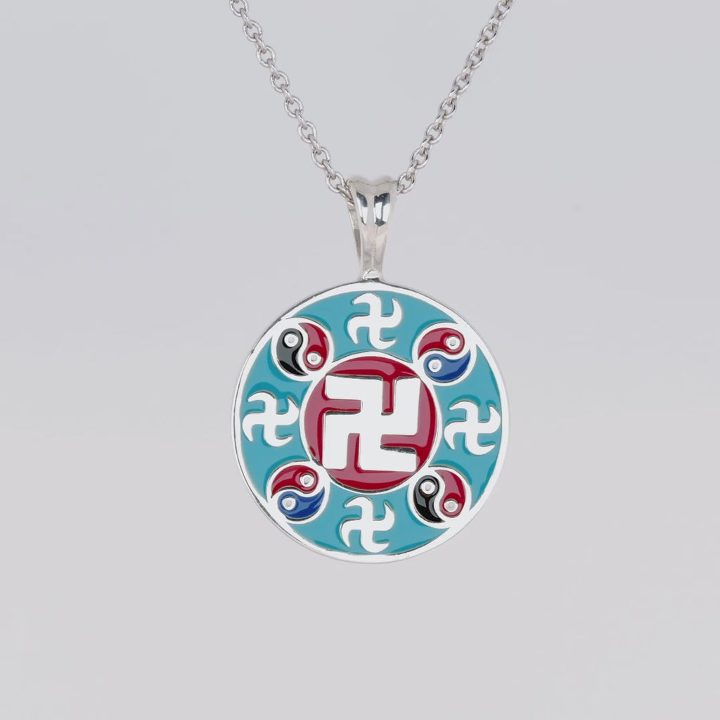Falun Enamel Teal Pendant Silver 20mm Video
