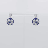 Blue and White Lotus Earrings