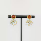 Majestic Tang Peony Earrings Gold Vermeil with Orange Carnelian