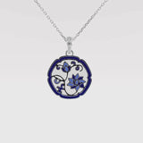 Blue and White Lotus Necklace