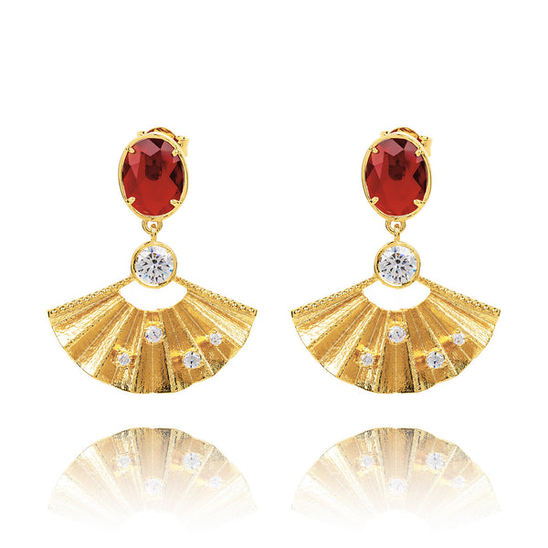 Radiant Fan Earrings Ruby