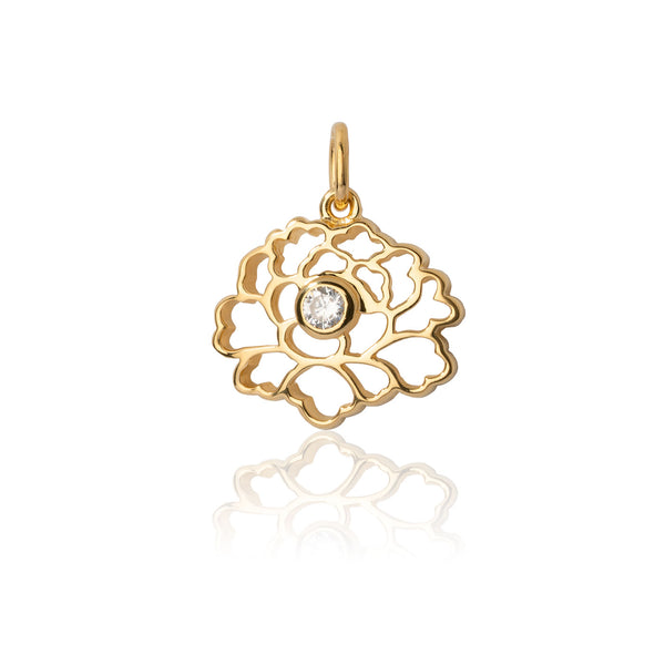 Tang Flower Charm Gold with White Gem | Shen Yun Collections