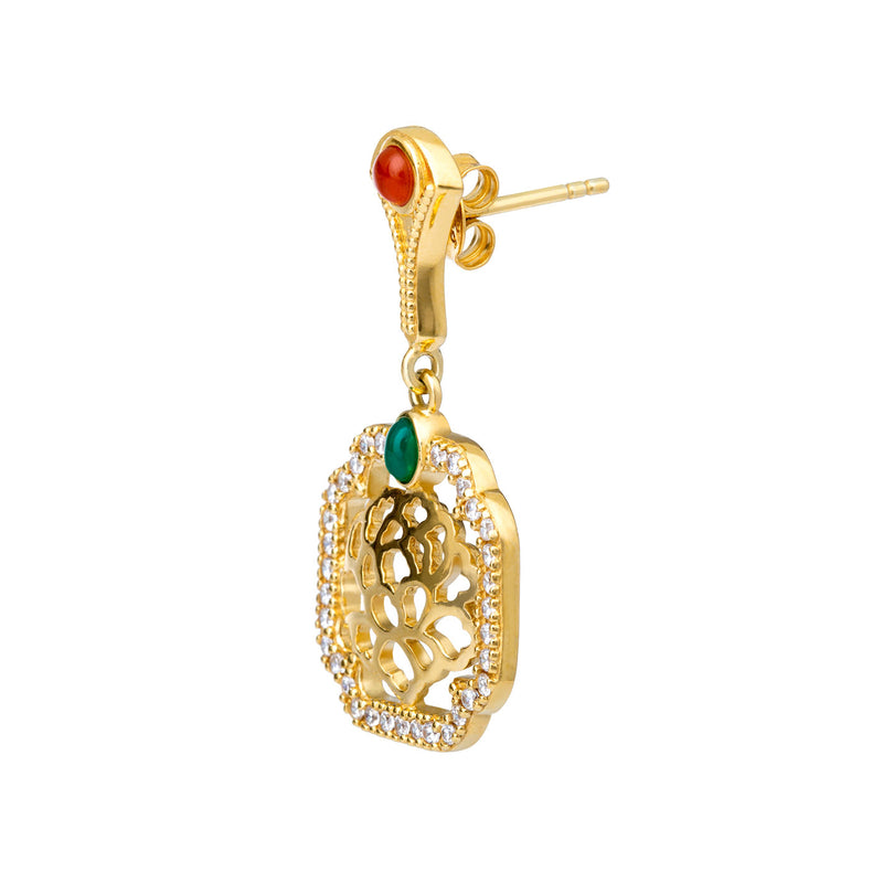 Tang Flower Dangle Earrings Side View | Shen Yun Collections 