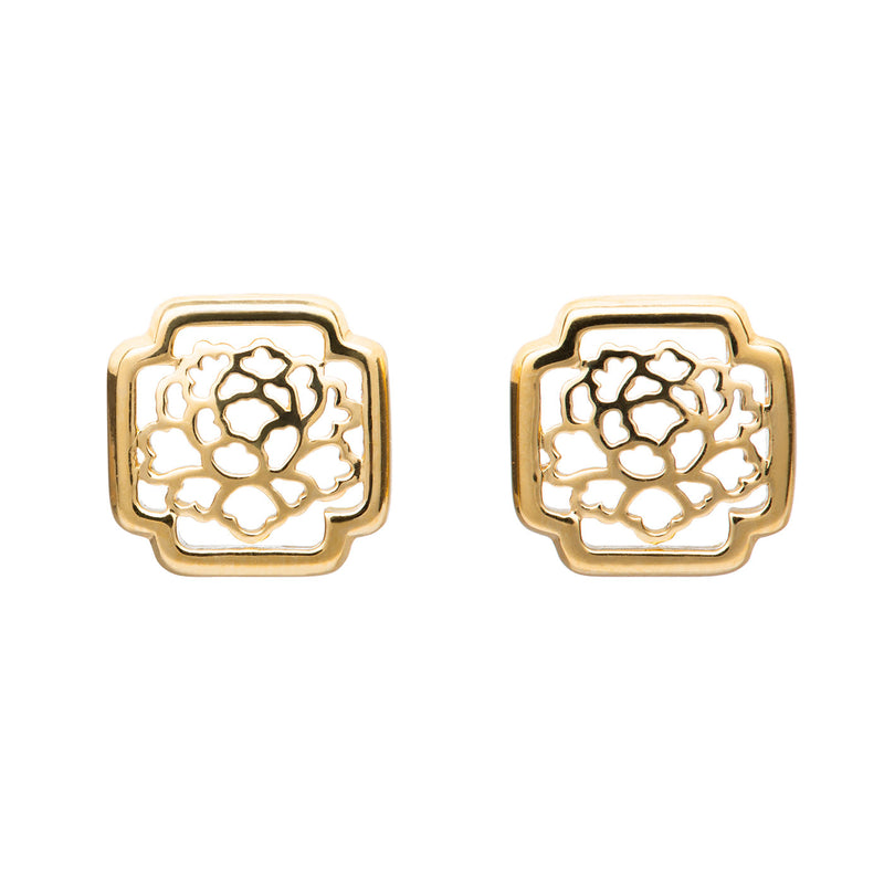 Tang Flower Stud Earrings Front View | Shen Yun Collections 