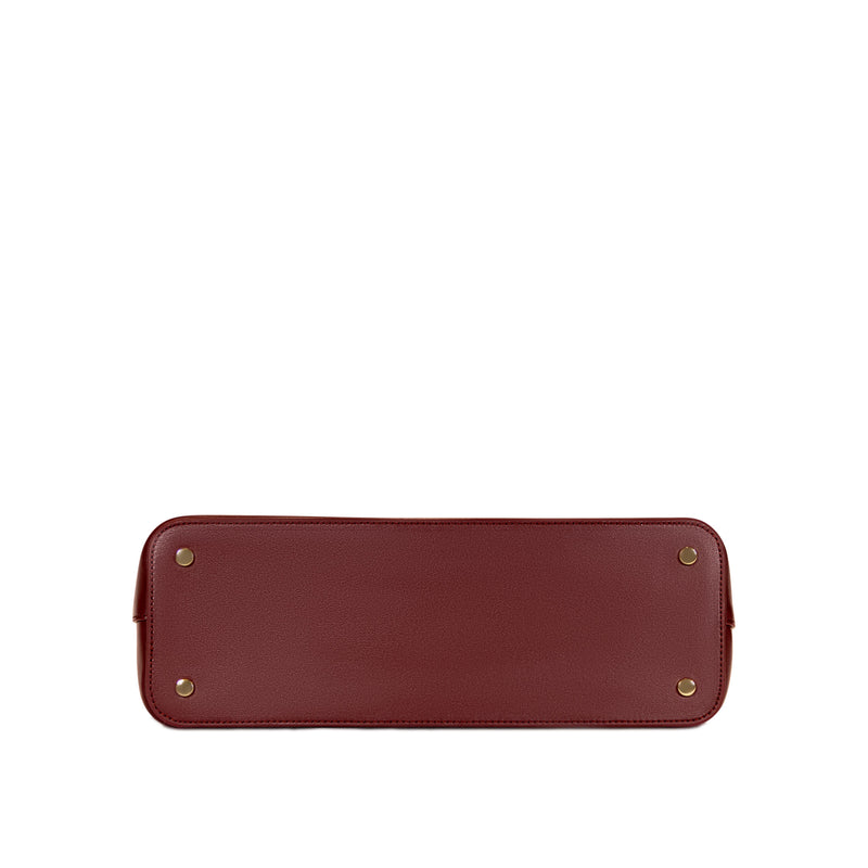 The Spirit of Mulan Tote Bag Burgundy Bottom View | Shen Yun Collections 