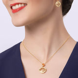 The Tang Elegance Necklace 18kt Yellow Gold with Spessartite Garnet Model View 1 | Shen Yun Shop
