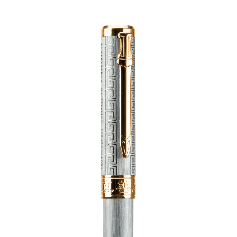 Zhen Shan Ren Wondrous Pen Silver with Gold Finish Face Right | Shen Yun Shop