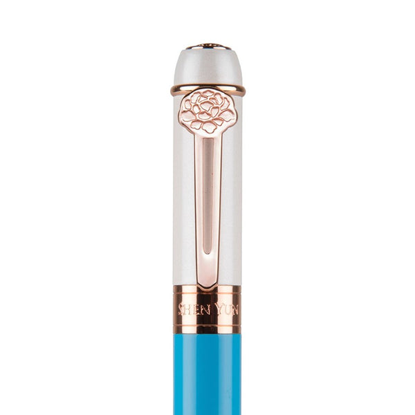 Tang Dynasty Grace Ballpoint Pen Sky Blue Peony Details - Shen Yun Collections