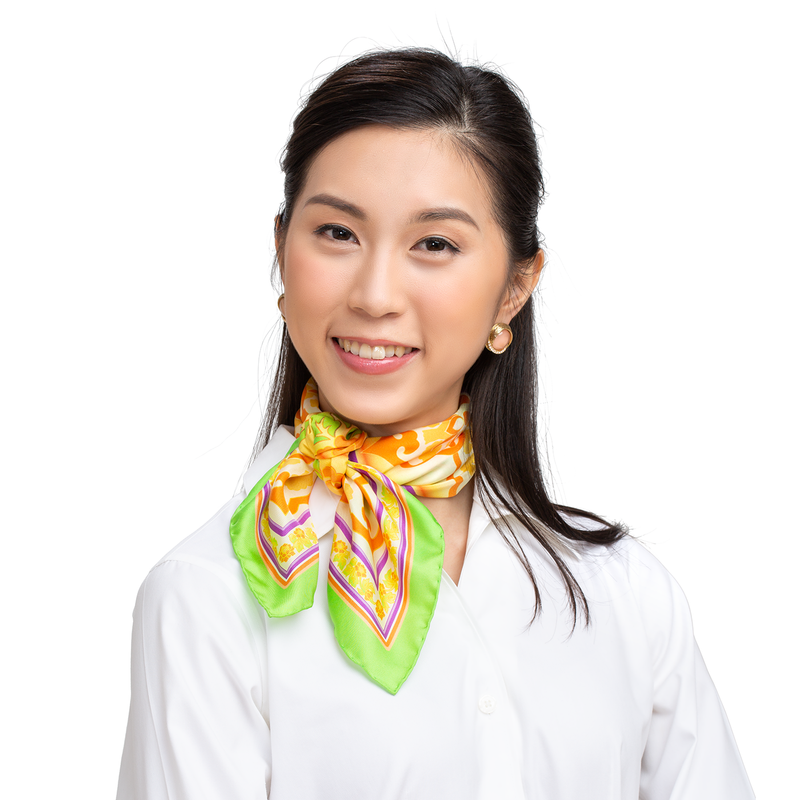 Tang Flower Silk Scarf (23"x23") Model Image 1 | Shen Yun Shop