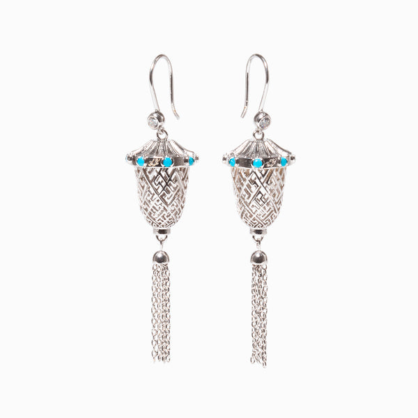 Lantern Joy Earrings Silver 
Front - Shen Yun Collections