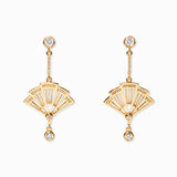 Fan Earrings - Gold with Clear Crystal - Shen Yun Collectoins