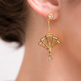 Fan Earrings - Gold with Clear Crystal - Shen Yun Shop