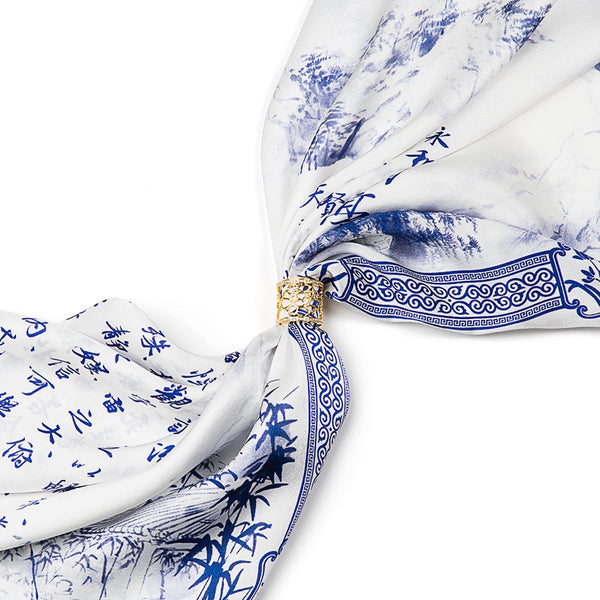 Poets of the Orchid Pavilion Silk Scarf & Scarf Ring Set