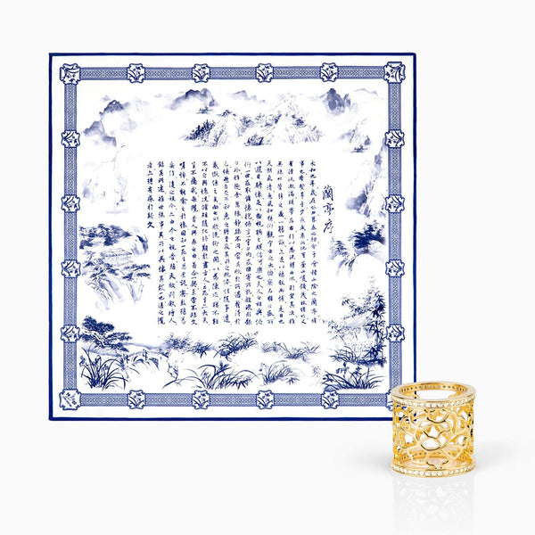 Poets of the Orchid Pavilion Silk Scarf & Scarf Ring Set