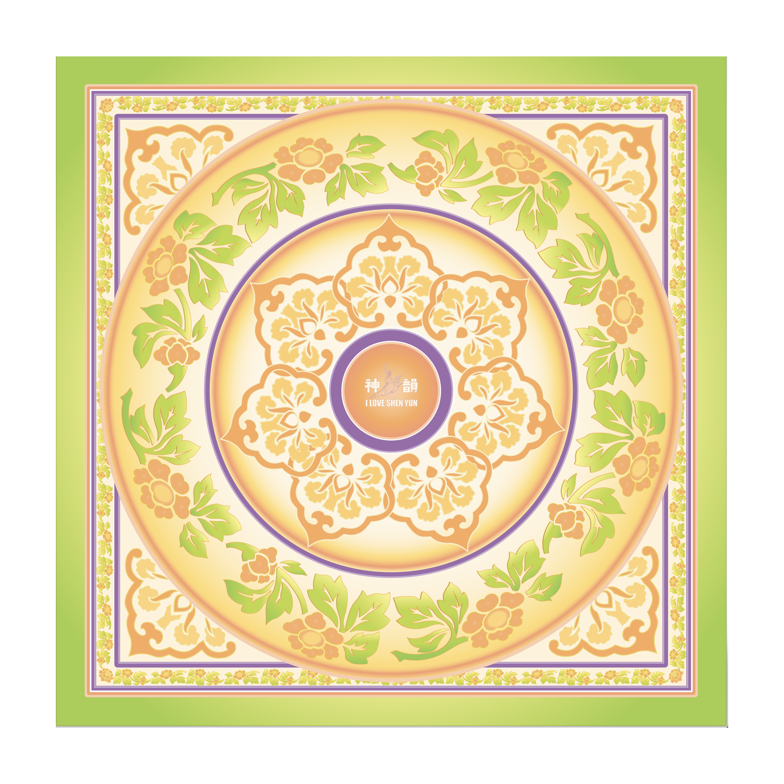 Tang Flower Silk Scarf (23"x23") Image 1 | Shen Yun Shop