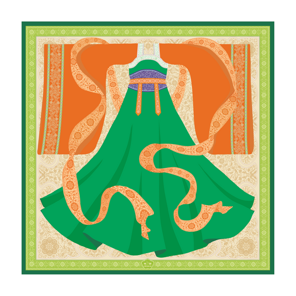 Tang Dynasty Grace Silk Scarf (55"x55" ) Cover Image | Shen Yun Collections