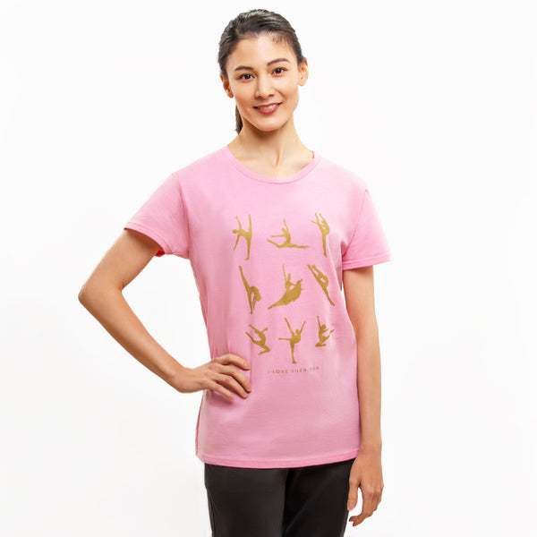 Classical Chinese Dance Techniques T-shirt Pink Model Image 1 | Shen Yun Collections 