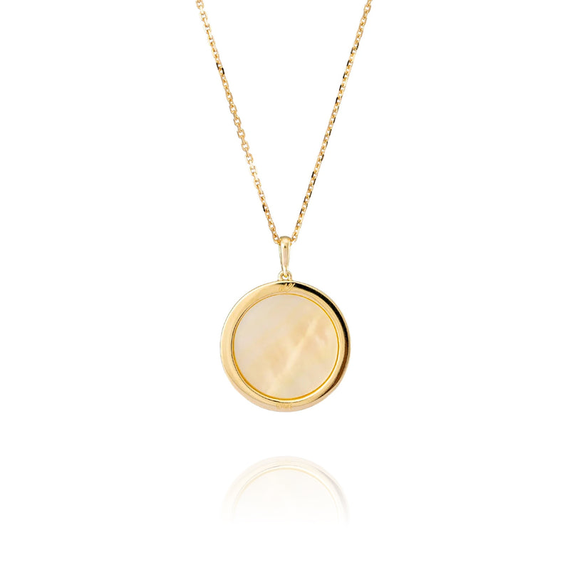 Divine Grace Necklace 18kt Yellow Gold with Gold Mother of Pearl Back View 3 | Shen Yun Shop