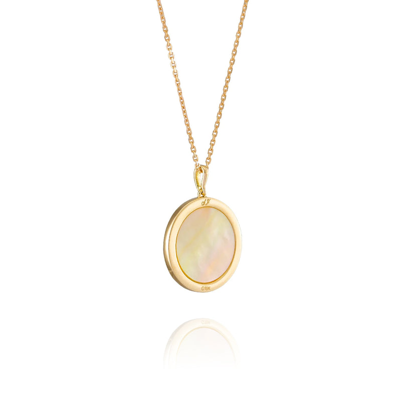 Divine Grace Necklace 18kt Yellow Gold with Gold Mother of Pearl Back View 4 | Shen Yun Shop
