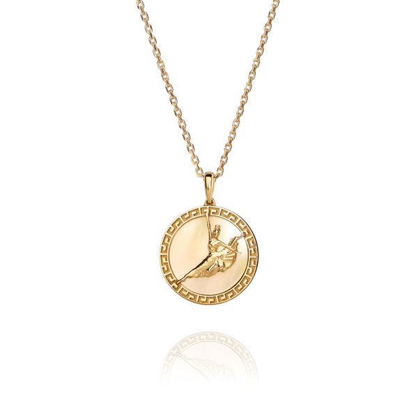 Divine Grace Necklace 18kt Yellow Gold with Gold Mother of Pearl Front View 1  | Shen Yun Shop