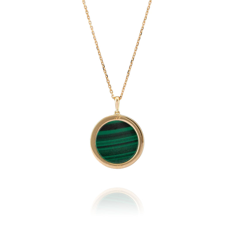 Divine Grace Necklace 18kt Yellow Gold with Malachite Back View 3 | Shen Yun Shop