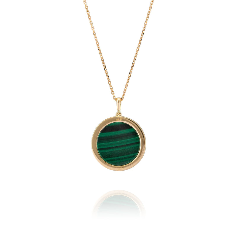 Divine Grace Necklace 18kt Yellow Gold with Malachite Back View 3 | Shen Yun Collections