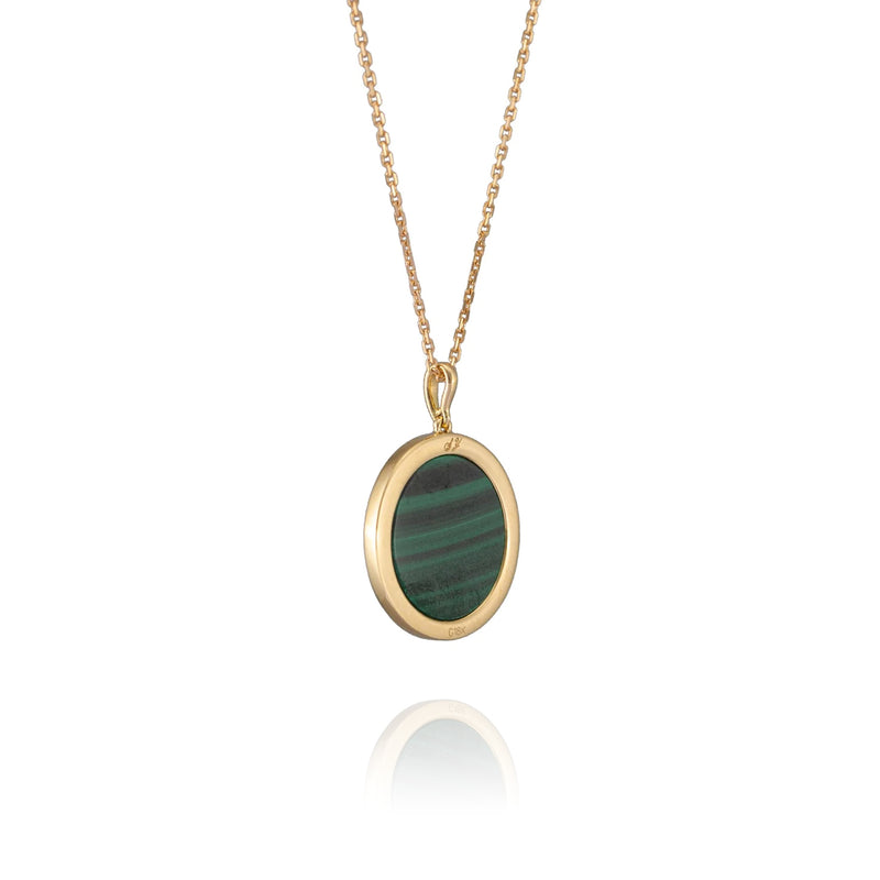 Divine Grace Necklace 18kt Yellow Gold with Malachite Backside View 4 | Shen Yun Collections