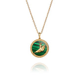 Divine Grace Necklace 18kt Yellow Gold with Malachite Front View 1 | Shen Yun Shop