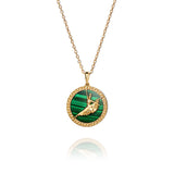 Divine Grace Necklace 18kt Yellow Gold with Malachite Front View 1 | Shen Yun Collections
