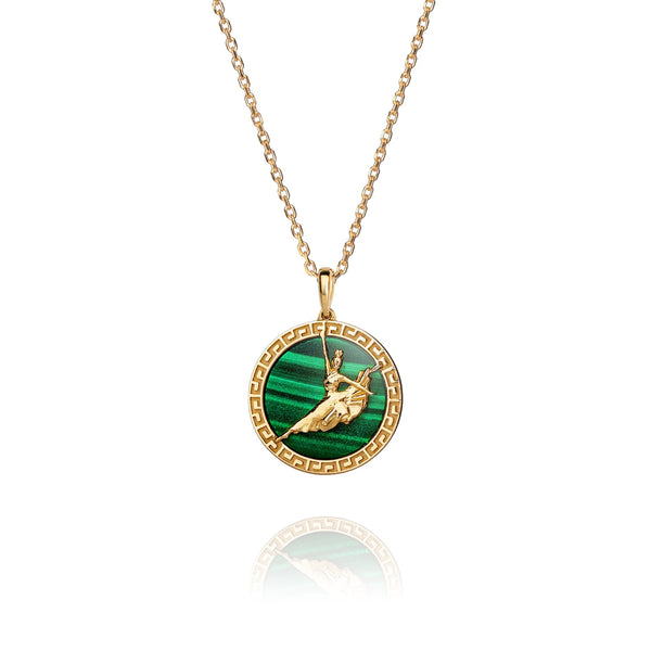 Divine Grace Necklace 18kt Yellow Gold with Malachite Front View 1 | Shen Yun Collections