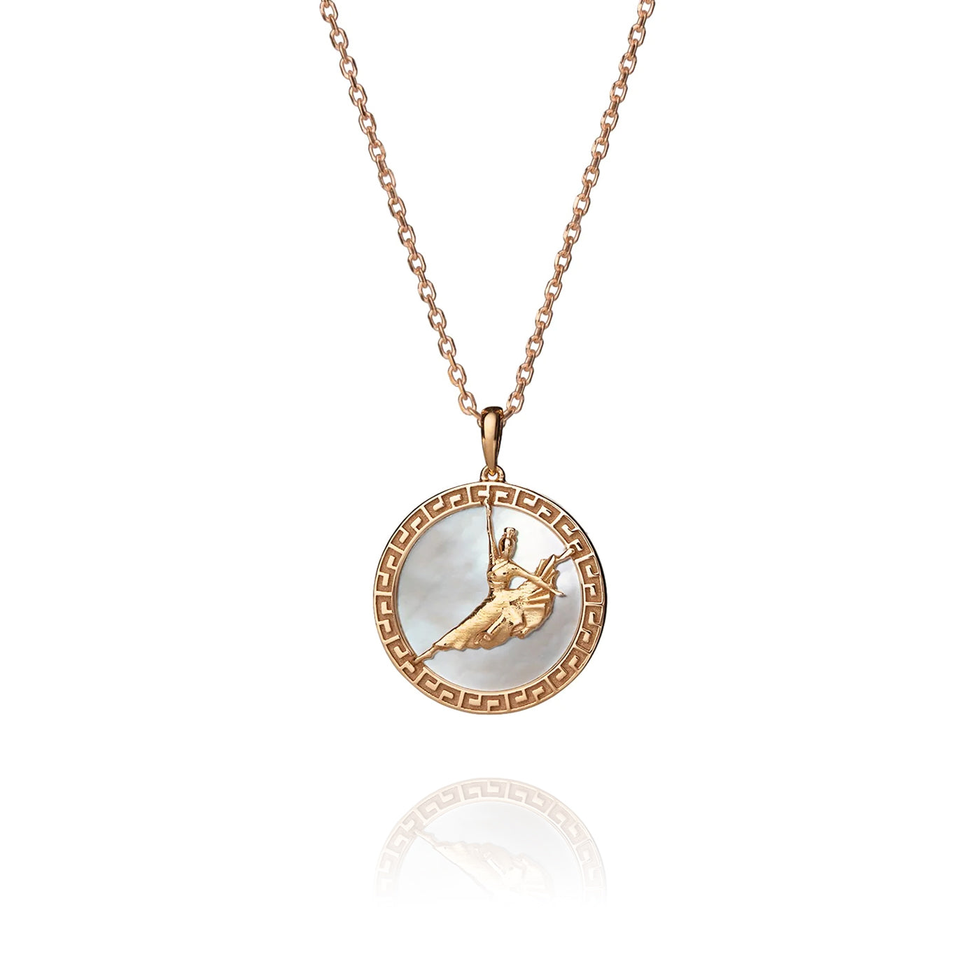Divine Grace Necklace 18kt Rose Gold with White Mother of Pearl Front View 1 | Shen Yun Shop