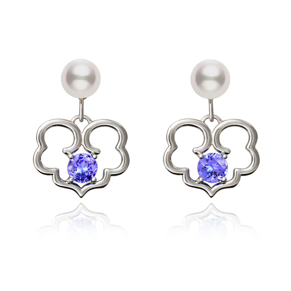 The Timeless Blessings Fine Jewelry Earrings with Tanzanite Front Image | Shen Yun Collections