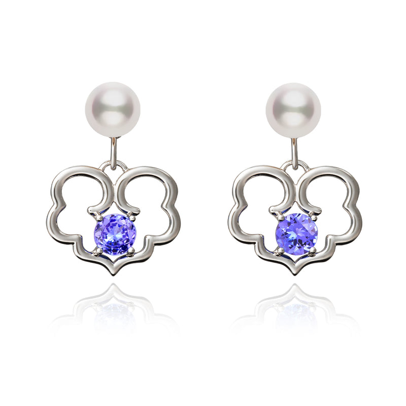 The Timeless Blessings Fine Jewelry Earrings with Tanzanite Front Image | Shen Yun Collections
