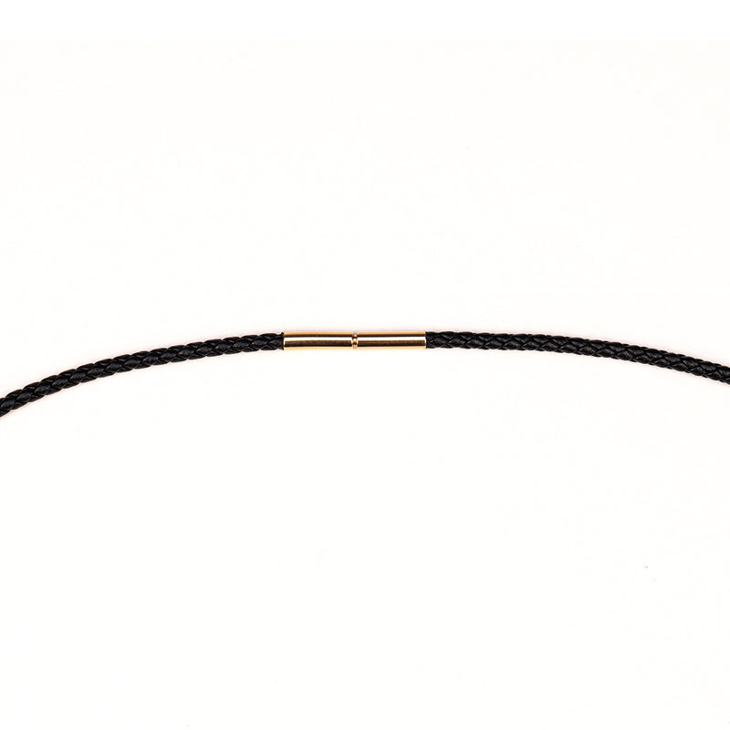 Leather Cord Chain with 18kt Yellow Gold Clasp Close | Shen Yun Collections