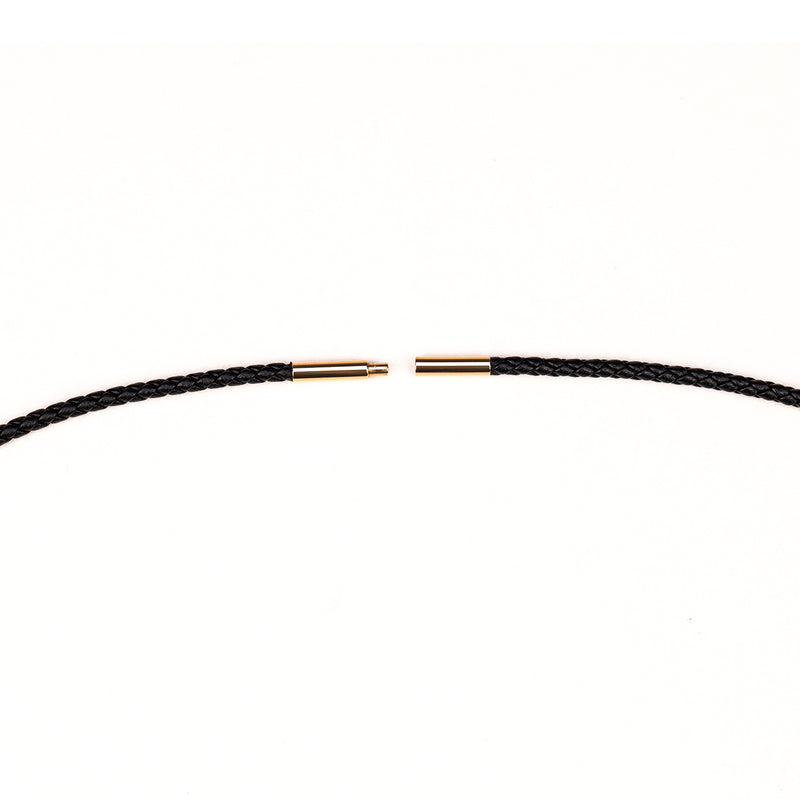 Leather Cord Chain with 18kt Yellow Gold Clasp Open | Shen Yun Collections