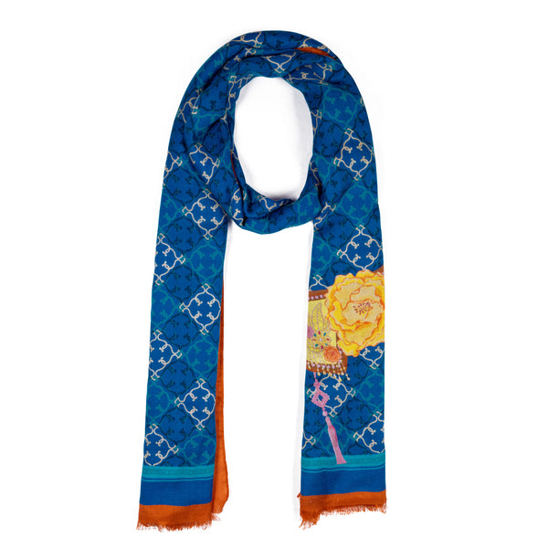 Manchurian Elegance Long Scarf Blue Image 2 | Shen Yun Collections