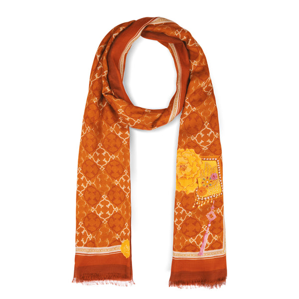 Manchurian Elegance Long Scarf Bronze Image 2 | Shen Yun Shop 