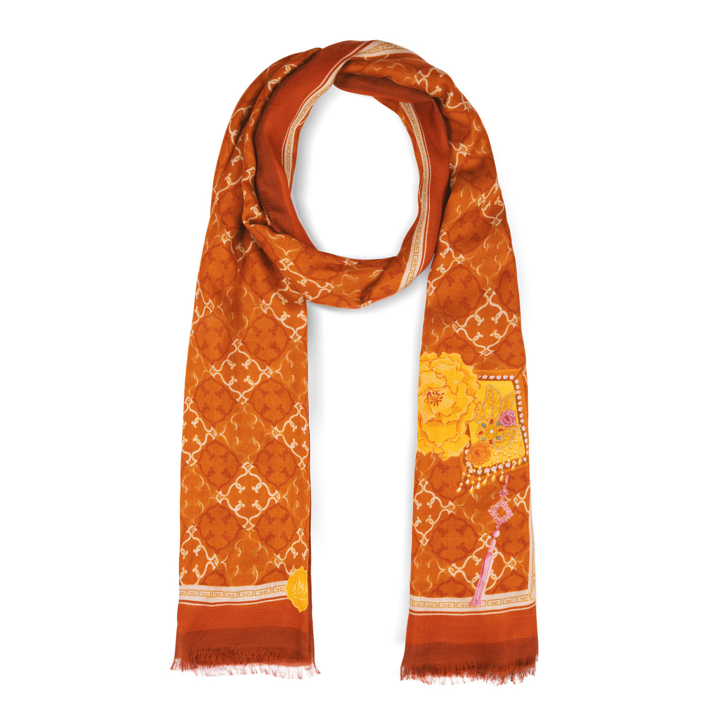 Manchurian Elegance Long Scarf - Bronze | Shen Yun Collections